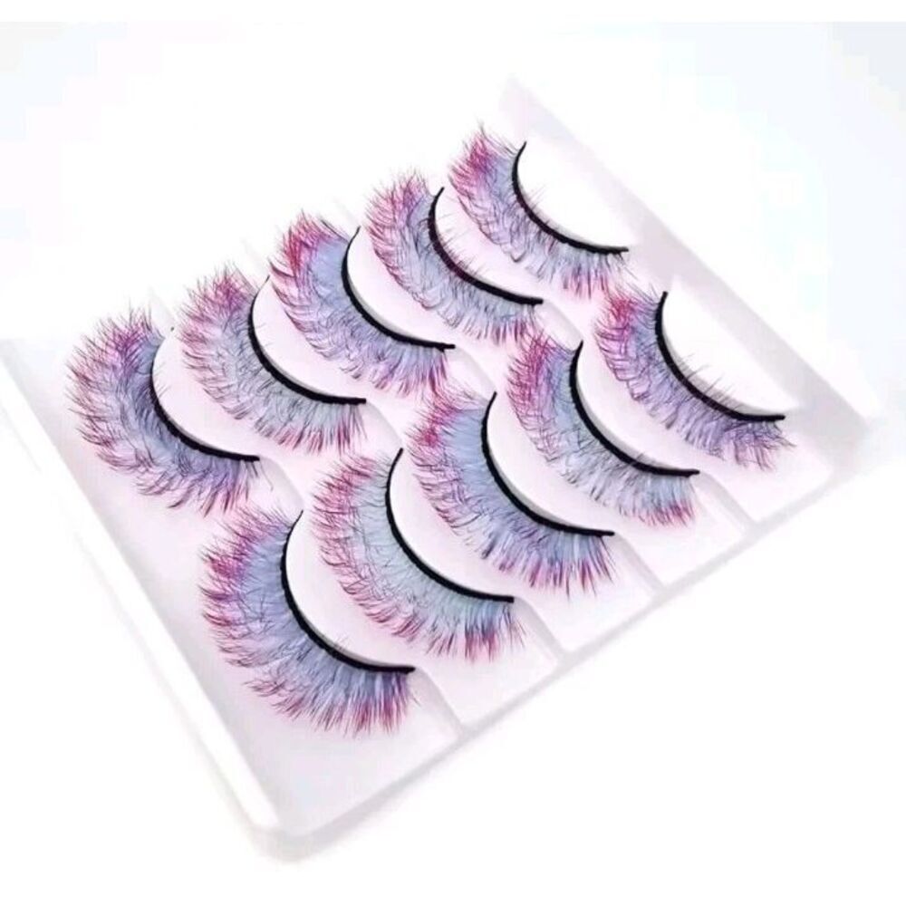 NWOT Set of 5 Ombre Teal Magenta Lashes - Picture 3 of 5